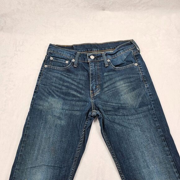 Levis 513 Jeans Mens 29x32 Blue Straight Leg Slim Fit Dark Wash Stretch Flex - Picture 3 of 15